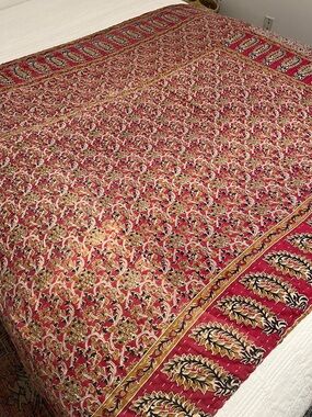 KANTHA QUILT HANDCRAFTED LIGHTWEIGHT REVERSIBLE BLANKET THROW BEDDING FROM INDIA